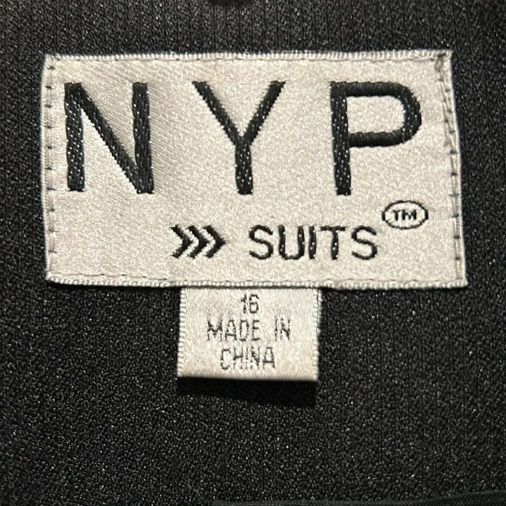 NYP Suits, 3-button black blazer and matching skirt, size 16